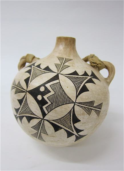 Appraisal: ACOMA PUEBLO POTTERY CANTEEN WATER JAR a globular vessel with