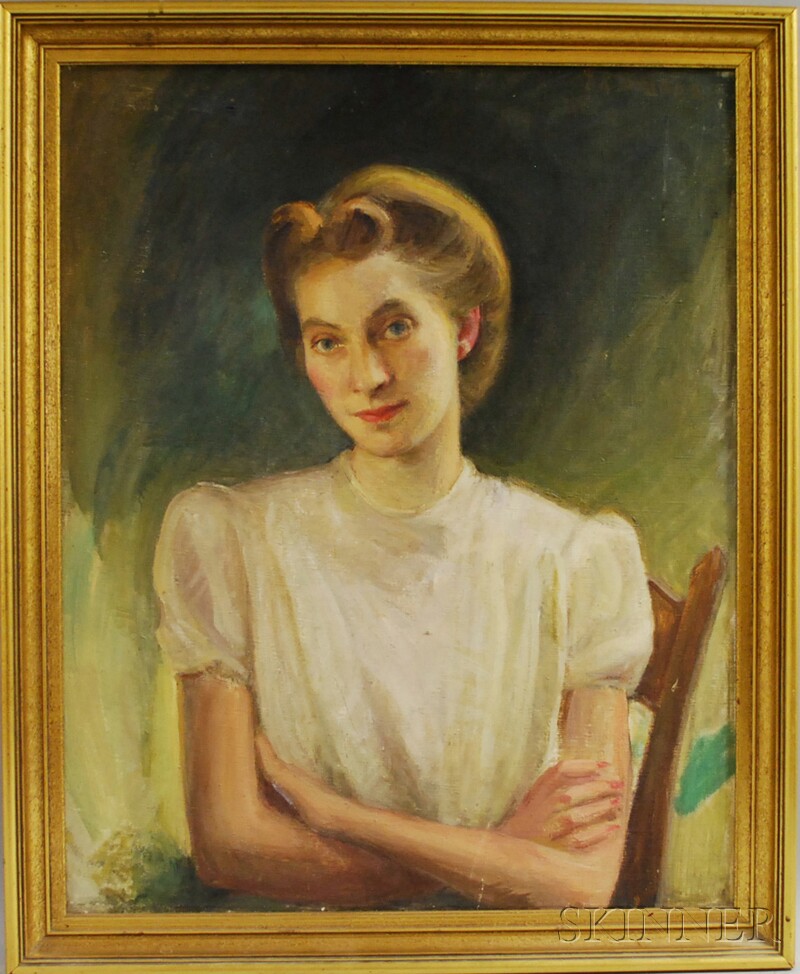 Appraisal: Gertrude Russell Briggs American b Woman in a White Dress