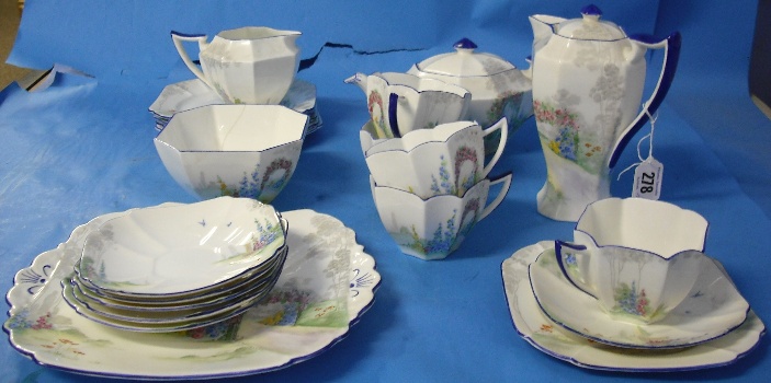 Appraisal: Shelley China Teaset decorated in Garden and Birds scenes comprising