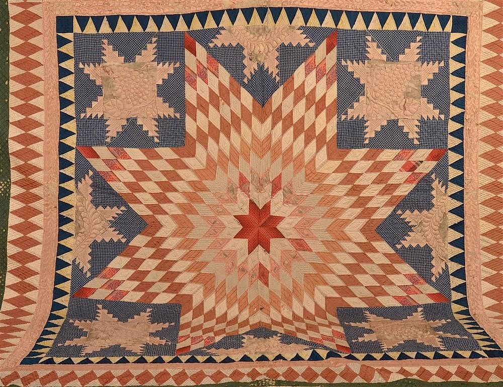 Appraisal: Antique Star Pattern Quilt Antique Star Pattern Patchwork Quilt x