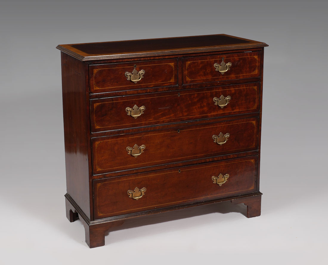 Appraisal: DRAWER ENGLISH MAHOGANY INLAID CHEST Banded mahogany top with inlaid