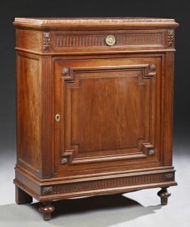 Appraisal: French Louis XVI Style Carved Mahogany Marble Top Confiturier c