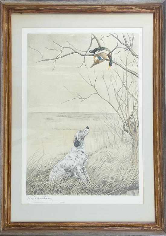 Appraisal: Leon Danchin French - HUNG UP color engraving framed signed