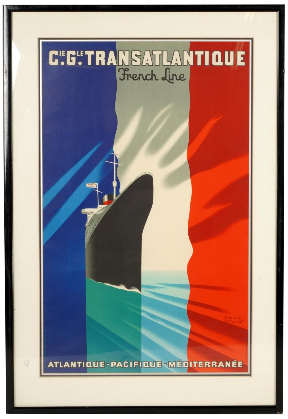 Appraisal: FRENCH TRAVEL POSTERCie Gle Transatlantique French Line after Paul Colin