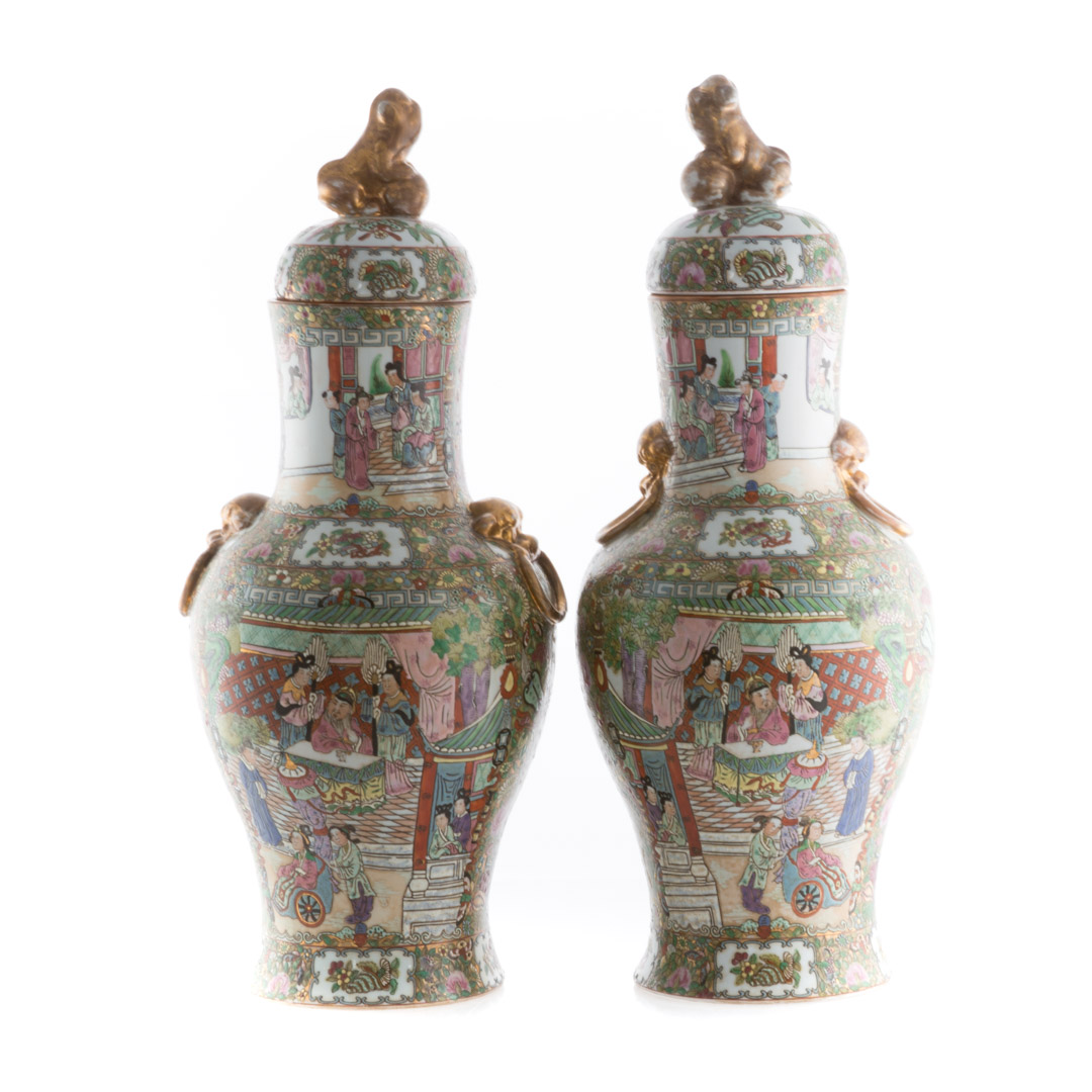 Appraisal: Pair of Chinese Export Rose Medallion Chinese jars th century