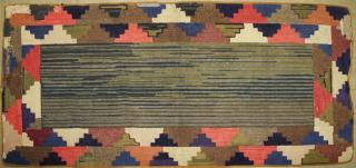 Appraisal: Early Th C New England Hooked Rug W Geometric Design