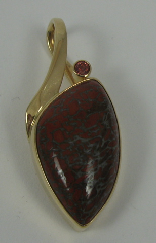 Appraisal: JASPER AND PINK TOURMALINE PENDANT The pendant is - in