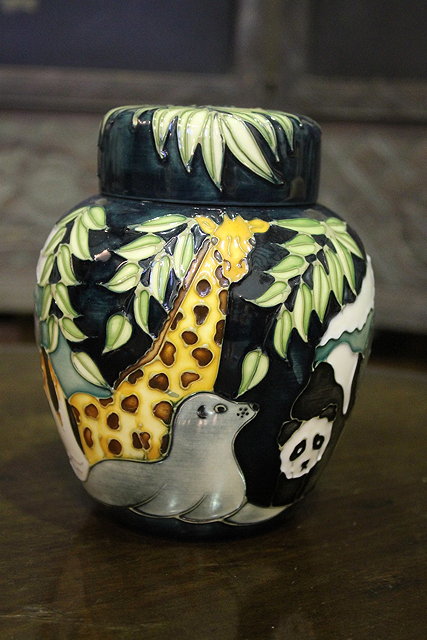 Appraisal: A MOORCROFT COLLECTORS' CLUB NOAH'S ARK GINGER JAR cm high