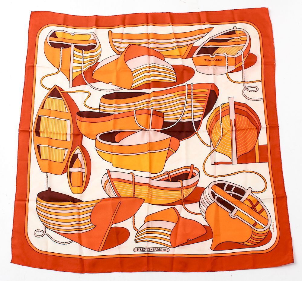 Appraisal: Hermes Thalassa Silk Scarf Hermes silk scarf Thalassa original design