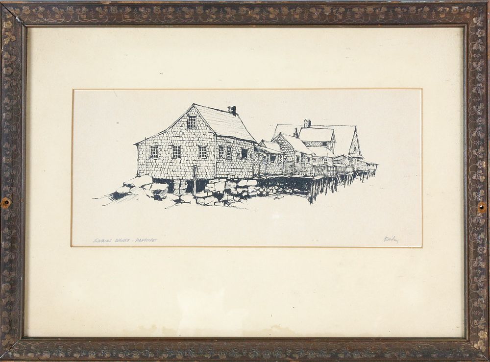 Appraisal: Roy Bailey Pencil Signed Etching Swains Wharf Nantucket Roy Bailey