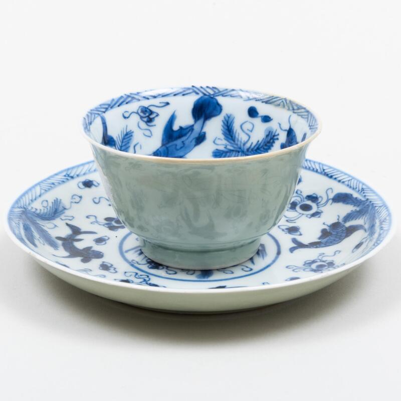 Appraisal: Chinese Celadon Ground and Underglaze Blue Porcelain Tea Bowl and