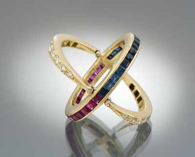 Appraisal: A Triple Eternity Flip Ring with Diamonds Rubies and Sapphires