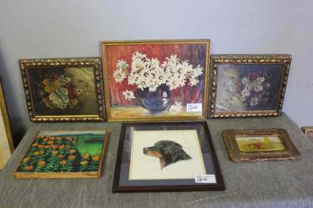 Appraisal: Box Lot of Paintings Cecile Hulse Matschat W C floral