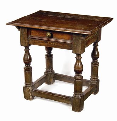 Appraisal: An early to mid th century Italian walnut side table