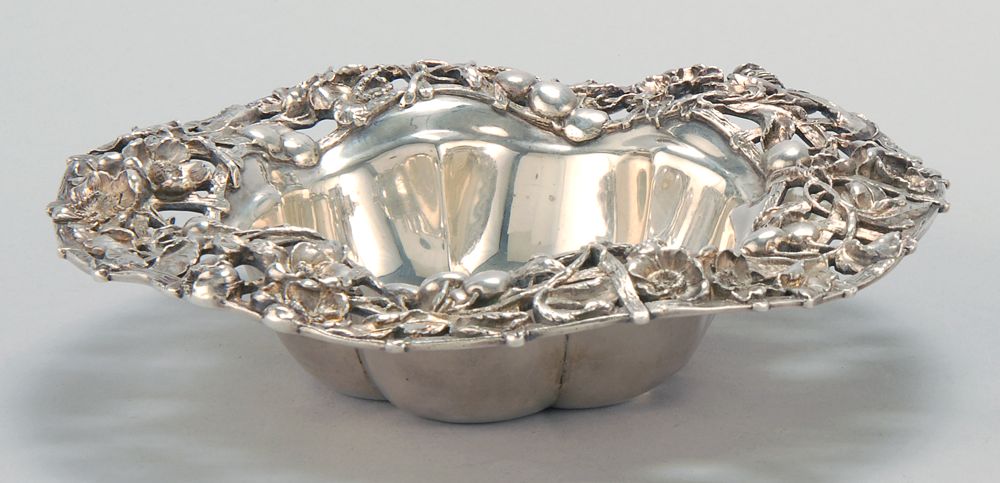 Appraisal: DOMINICK HAFF STERLING SILVER BOWL In lobed-form with fenestrated fence