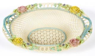 Appraisal: BELLEEK PORCELAIN BASKET BELLEEK PORCELAIN BASKET H W L Of