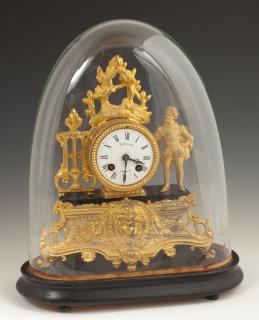 Appraisal: French Gilt Spelter and Black Onyx Figural Mantel Clock th