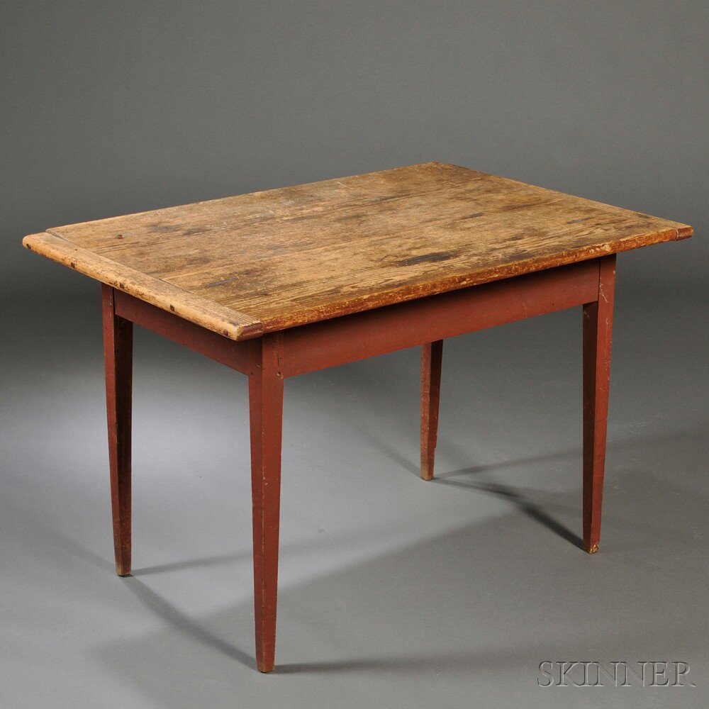 Appraisal: Federal Red-painted Tavern Table with Drawer New England early th