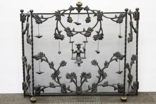 Appraisal: Mackenzie Childs Mrs Powers Fire Screen Mrs Powers fire screen