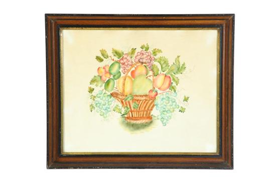 Appraisal: THEOREM American st half- th century watercolor on velvet Basket