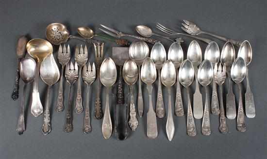 Appraisal: Assorted American silver flatware and small serving pieces comprising pieces