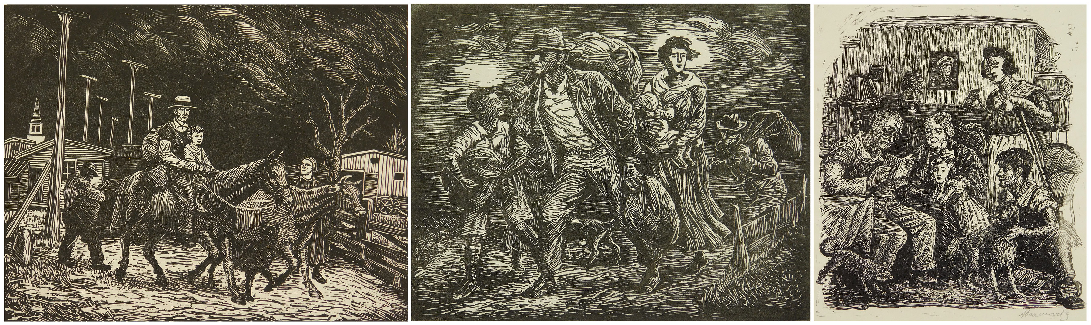 Appraisal: Albert Abramovitz - ''Dust Bowl''- wood engraving ca signed and