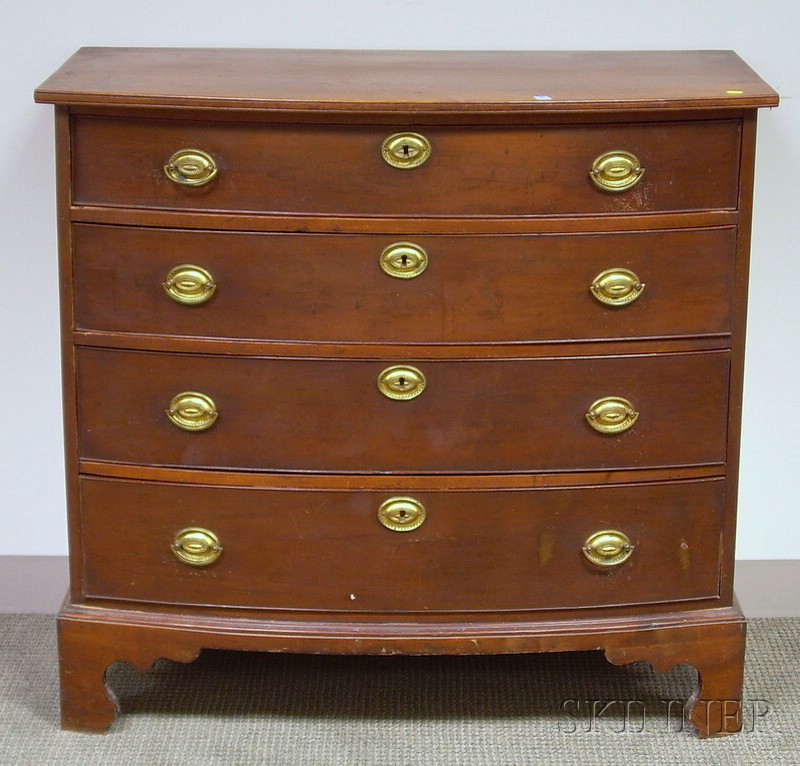 Appraisal: Federal Cherry Bowfront Four-Drawer Chest ht wd in