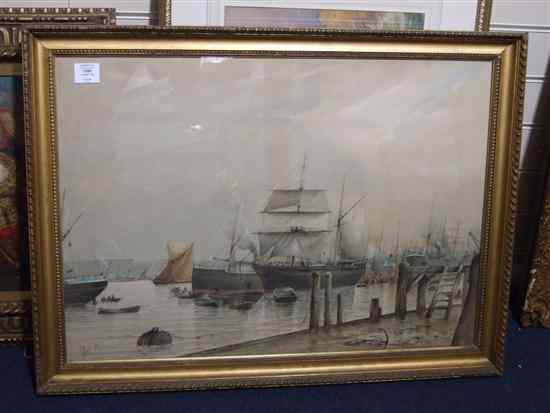 Appraisal: Albert watercolour Shipping in harbour signed and dated x in