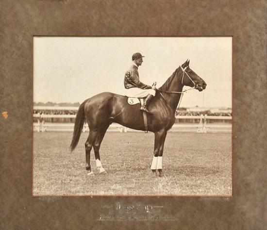 Appraisal: BLACK AND WHITE PHOTOGRAPH OF PHAR LAP and Jim Pike