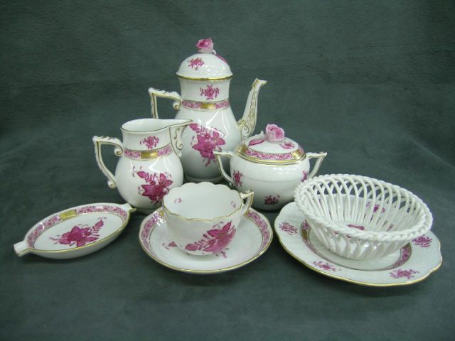 Appraisal: Herend Hungary demitasse porcelain tea set for six including tea