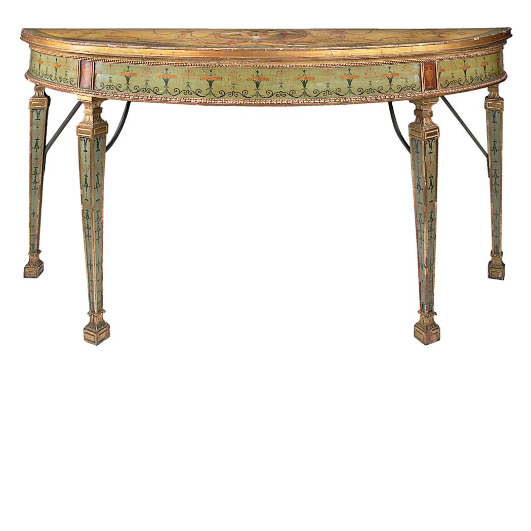 Appraisal: George III Painted and Parcel Gilt Console Circa The D-shaped