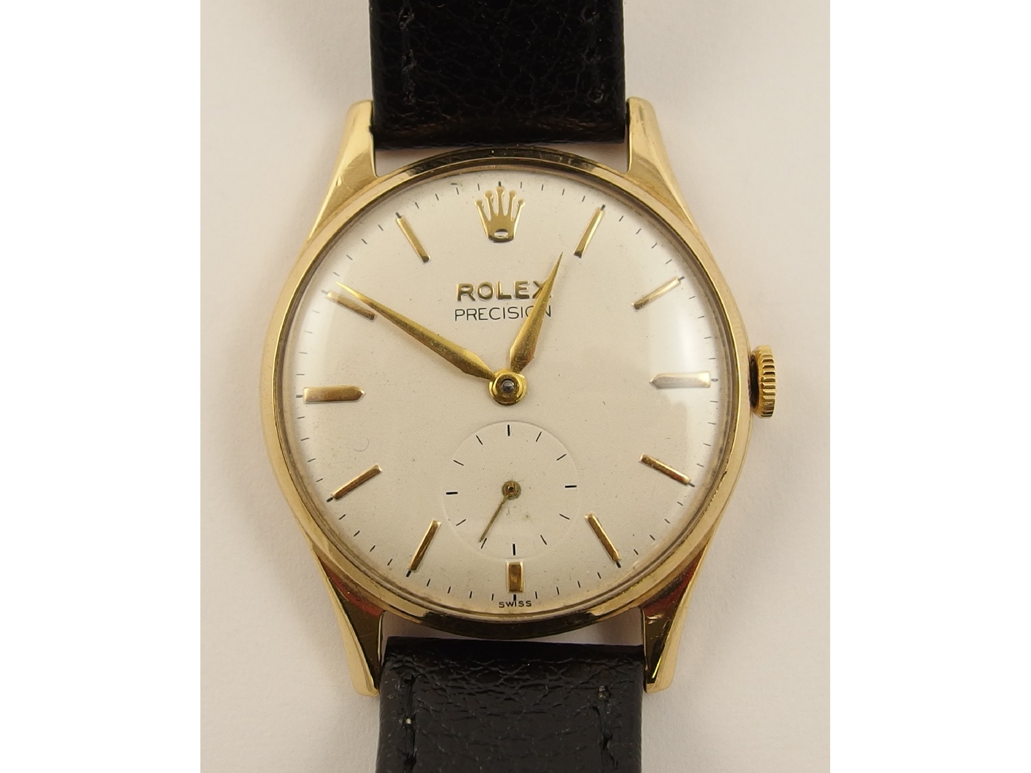 Appraisal: A ct gents vintage Rolex Precisionwith cream dial with gold