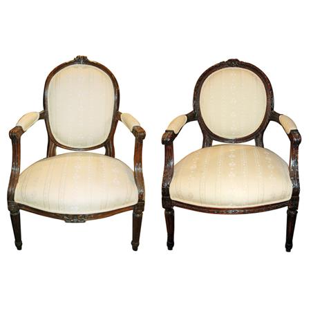 Appraisal: Two Louis XV Style Mahogany Fauteuils Estimate nbsp nbsp nbsp