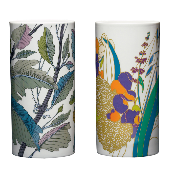 Appraisal: Decorative Rosenthal vases two Studio Line cylindrical shape with colorful