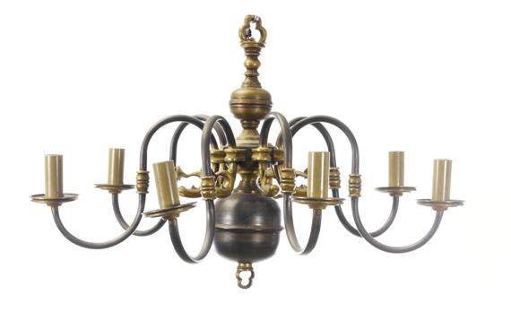 Appraisal: CHANDELIER in Dutch Baroque style Partly bronzed metal lights D