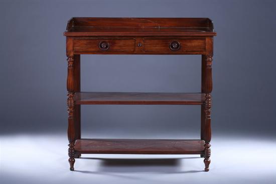 Appraisal: REGENCY MAHOGANY SERVER th Century Three-quarter galleried-top over two aligned