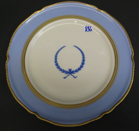 Appraisal: SET OF EIGHT AMERICAN CASTLETON CHINA SERVICE PLATES wide blue