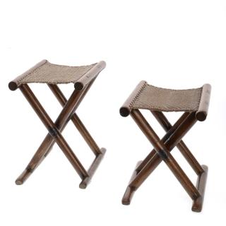 Appraisal: Pair Chinese Huanghuali diminutive folding stools Pair Chinese Huanghuali diminutive