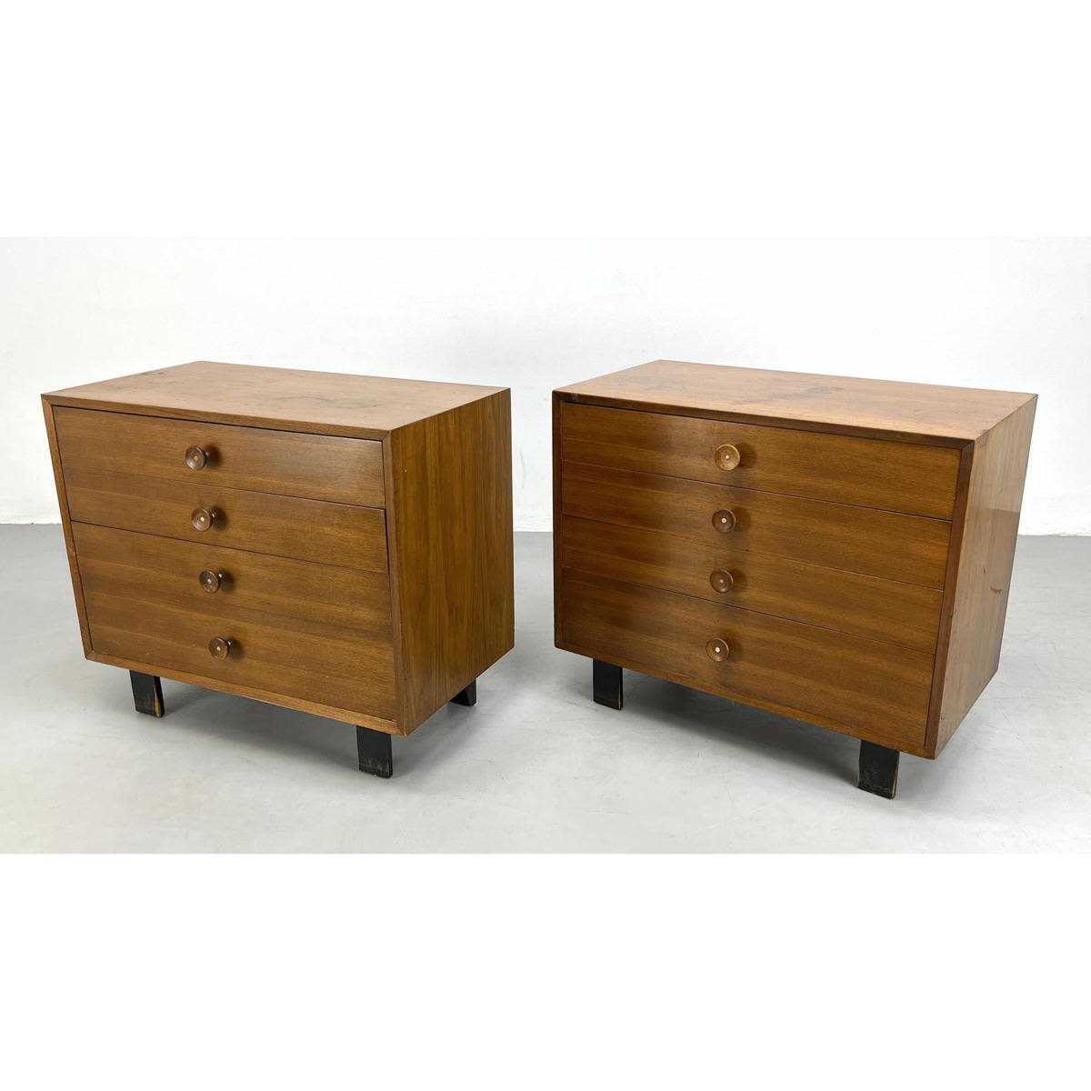 Appraisal: Pr GEORGE NELSON American Modern Walnut Bachelor's Chest Round Wood