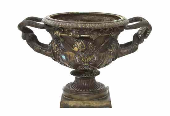 Appraisal: A Bronze Model of the Warwick Vase having Bacchic decoration