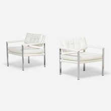 Appraisal: In the manner of Milo Baughman ARMCHAIRS PAIR USA c