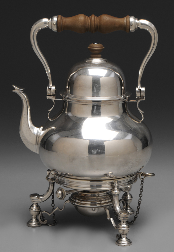 Appraisal: Tiffany English Silver Hot Water Kettle London Colonial style pear