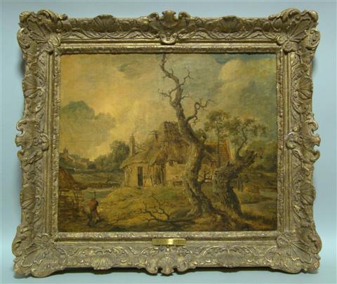 Appraisal: ATTRIBUTED TO SALMON VAN RUYSDAEL - LANDSCAPE WITH COTTAGE AND