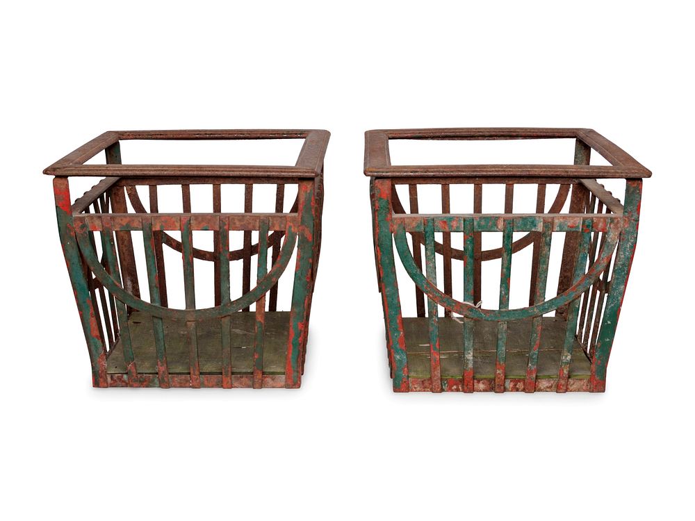 Appraisal: A Pair of French Iron Jardinieres A Pair of French