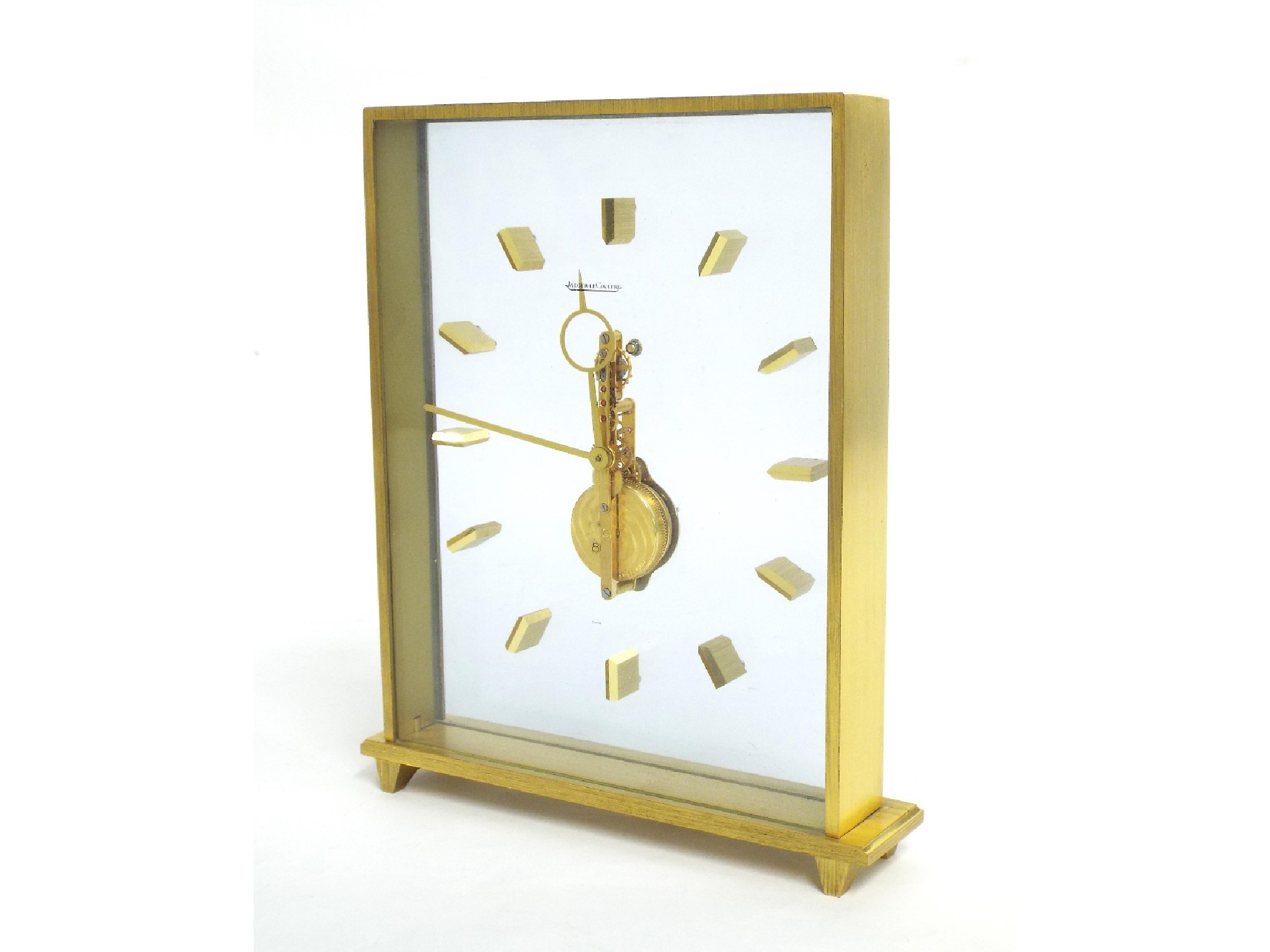 Appraisal: Jaeger LeCoultre contemporary polished brass and lucite acrylic mantel clock