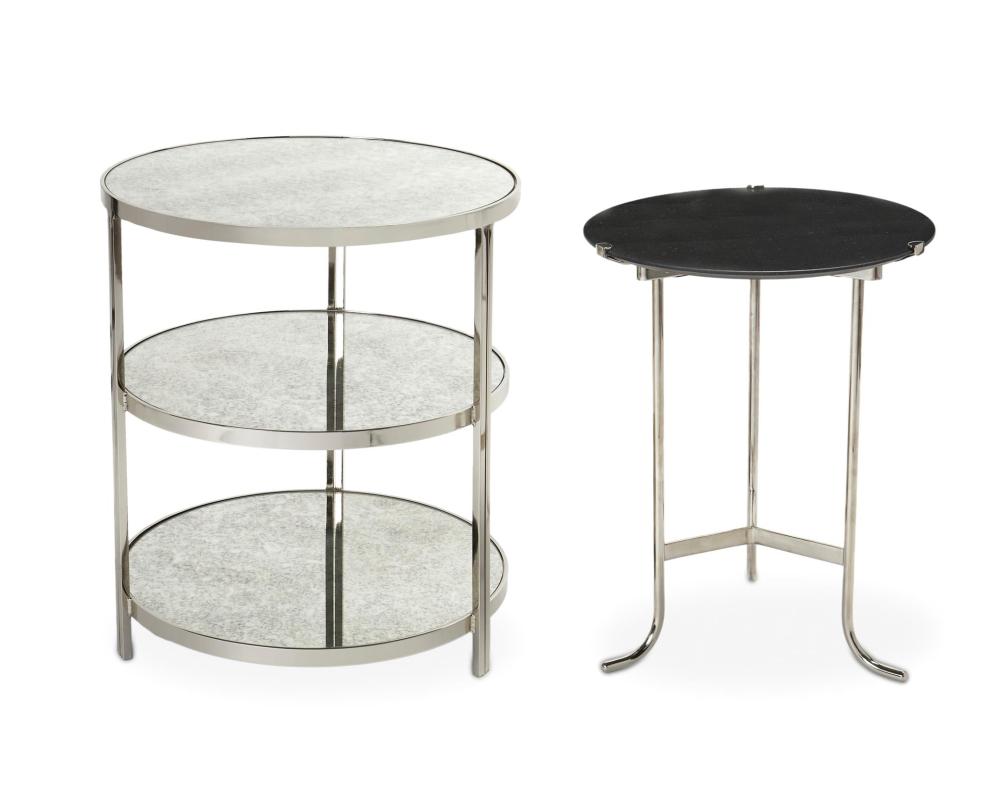 Appraisal: Two contemporary chrome side tables st Century One with retail