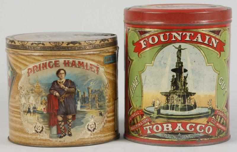 Appraisal: Lot of Round Tobacco Tins Description Includes Fountain and Prince