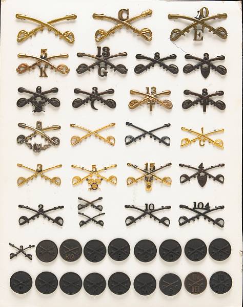 Appraisal: A group of cavalry cap and collar insignia Comprising examples