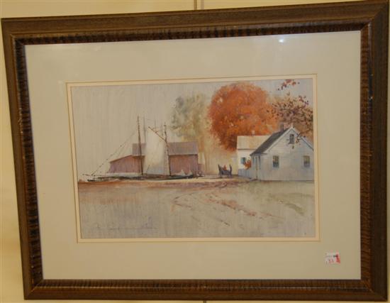 Appraisal: PAUL LANDRY AMERICAN b Oil on paper Sailboats at a