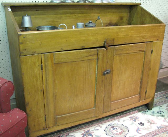 Appraisal: Circa mid- th century primitive -door dry sink pine and